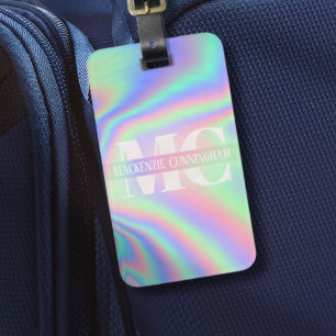 Trendy Modern Mit Monogramm Hologram Gepäckanhänge Gepäckanhänger