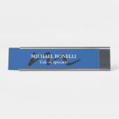 Trendy modern monogram beruflich blau schreibtischnamensplakette (Vorderseite )