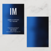Trendy Modern Monogram Blue White Visitenkarte (Vorne/Hinten)