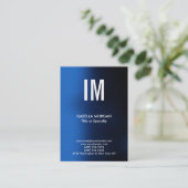 Trendy Modern Monogram Blue White Visitenkarte (Stehend Vorderseite)