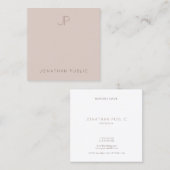 Trendy Modern Monogram Elegant Clean Template Luxe Quadratische Visitenkarte (Vorne/Hinten)