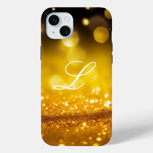 Trendy Modern Monogram Initials Yellow Glitzer Case-Mate iPhone Hülle (Rückseite)