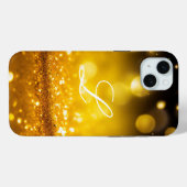 Trendy Modern Monogram Initials Yellow Glitzer Case-Mate iPhone Hülle (Rückseite (Horizontal))