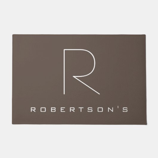 Trendy Modern Monogram Minimalistisch Familienname Fußmatte (Vorderseite)