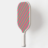 Trendy Modern Monogram Name Striped Pickleball Schläger (Links)
