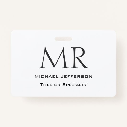 Trendy Modern Monogram Plain Minimalist Ausweis (Vorderseite)