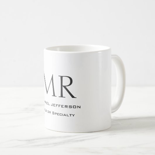 Trendy Modern Monogram Plain Minimalist Kaffeetasse (VorderseiteRechts)