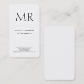 Trendy Modern Monogram Plain Minimalist Visitenkarte (Vorne/Hinten)