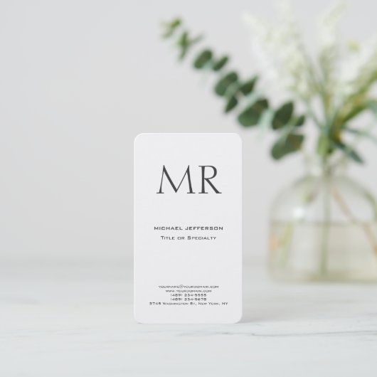 Trendy Modern Monogram Plain Minimalist Visitenkarte (Stehend Vorderseite)