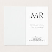 Trendy Modern Monogram Plain Minimalist Visitenkarten (Außenseite Aufgefaltet)