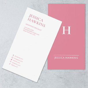 Trendy Modern Monogram Social Media Bubblegum Pink Visitenkarte