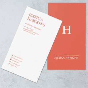 Trendy Modern Monogram Social Media Burnt Orange Visitenkarte