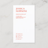 Trendy Modern Monogram Social Media Burnt Orange Visitenkarte (Vorderseite)