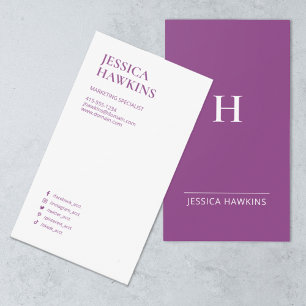 Trendy Modern Monogram Social Media Himbeere Visitenkarte