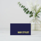 Trendy Modern Navy Blue Hair Stylist Visitenkarte (Stehend Vorderseite)