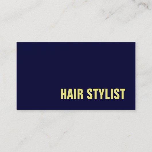 Trendy Modern Navy Blue Hair Stylist Visitenkarte (Vorderseite)