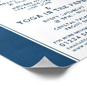 Trendy Modern Navy Blue Yoga Class Werbung Poster (Ecke)