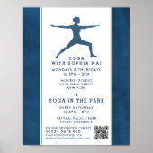 Trendy Modern Navy Blue Yoga Class Werbung Poster (Vorne)