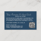 Trendy Modern Navy Blue Yoga Instructor Visitenkarte (Rückseite)