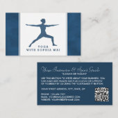 Trendy Modern Navy Blue Yoga Instructor Visitenkarte (Vorne/Hinten)