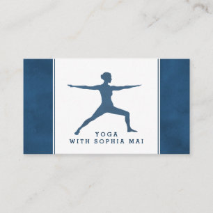 Trendy Modern Navy Blue Yoga Instructor Visitenkarte