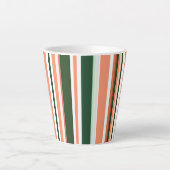 Trendy Modern New Orange Green White Stripes Milchtasse (Vorderseite)