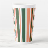 Trendy Modern New Orange Green White Stripes Milchtasse (Vorderseite)