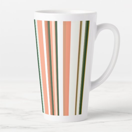 Trendy Modern New Orange Green White Stripes Milchtasse (Rechts)
