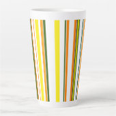 Trendy Modern New Orange Yellow White Stripes Milchtasse (Vorderseite)
