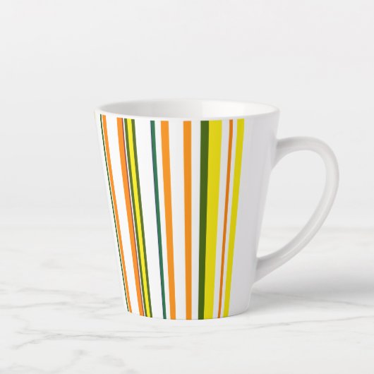 Trendy Modern New Orange Yellow White Stripes Milchtasse (Rechts)