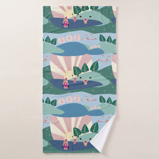 Trendy Modern Open Water mit Freunden schwimmen Badehandtuch (Badehandtuch)