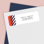 Trendy Modern Orange and Dark Blue Stripes Address