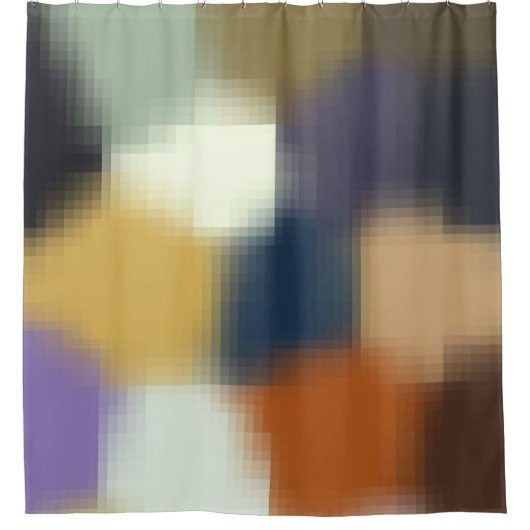 Trendy Modern Orange Blue Yellow Beige Lila Duschvorhang (Vorderseite)