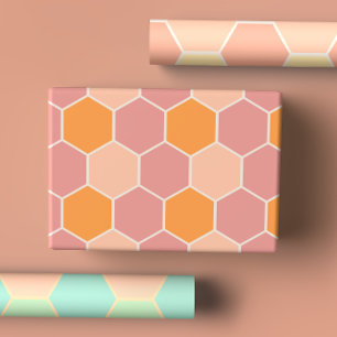 Trendy Modern Pastel Yellow Multicolred Honeycomb Geschenkpapier Set