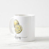 Trendy Modern Personalisiert Watercolor Yellow Lem Kaffeetasse (Vorderseite Links)