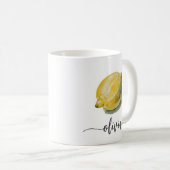 Trendy Modern Personalisiert Watercolor Yellow Lem Kaffeetasse (VorderseiteRechts)