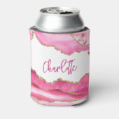 Trendy Modern Pink Agate Gold Glitzer Personalisie Dosenkühler (Kanne Rückseite)