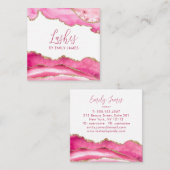 Trendy Modern Pink Agate Lash Extensions Beauty Quadratische Visitenkarte (Vorne/Hinten)