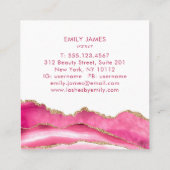 Trendy Modern Pink Agate Lash Extensions Beauty Quadratische Visitenkarte (Rückseite)