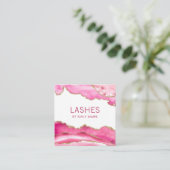 Trendy Modern Pink Agate Lash Extensions Beauty Quadratische Visitenkarte (Stehend Vorderseite)