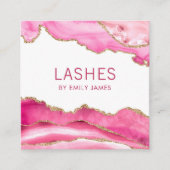 Trendy Modern Pink Agate Lash Extensions Beauty Quadratische Visitenkarte (Vorderseite)
