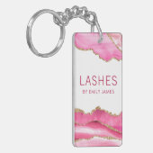 Trendy Modern Pink Agate Lash Extensions Beauty Schlüsselanhänger (Vorderseite links)