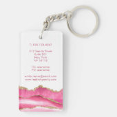 Trendy Modern Pink Agate Lash Extensions Beauty Schlüsselanhänger (Rückseite)