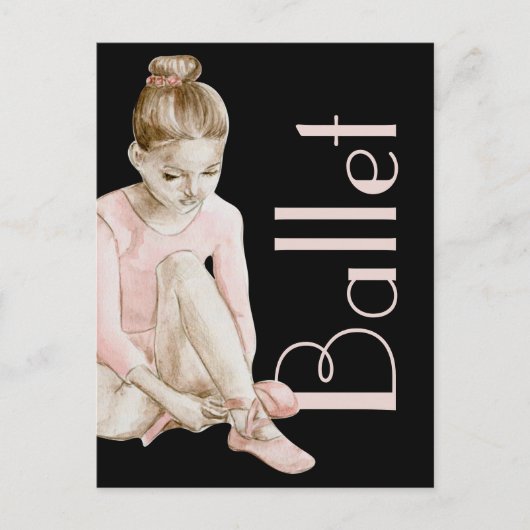 Trendy Modern Pink and Black Ballerina Postkarte (Vorderseite)