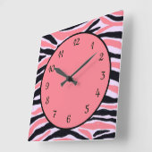 Trendy Modern Pink Black Abstrakt Pattern Quadratische Wanduhr (Winkel)