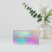Trendy Modern Pink Blue Holographic Business Card Visitenkarte (Stehend Vorderseite)