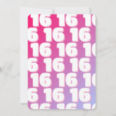 Trendy Modern Pink Gradient 16th Birthday Einladung (Rückseite)