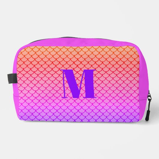 Trendy Modern Pink Gradient Mermaid Monogram Waschbeutel (Vorderseite)