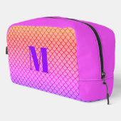 Trendy Modern Pink Gradient Mermaid Monogram Waschbeutel (Rechte Ecke)