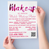 Trendy Modern Pink Makeup Künstlerwerbung Flyer (Hand)